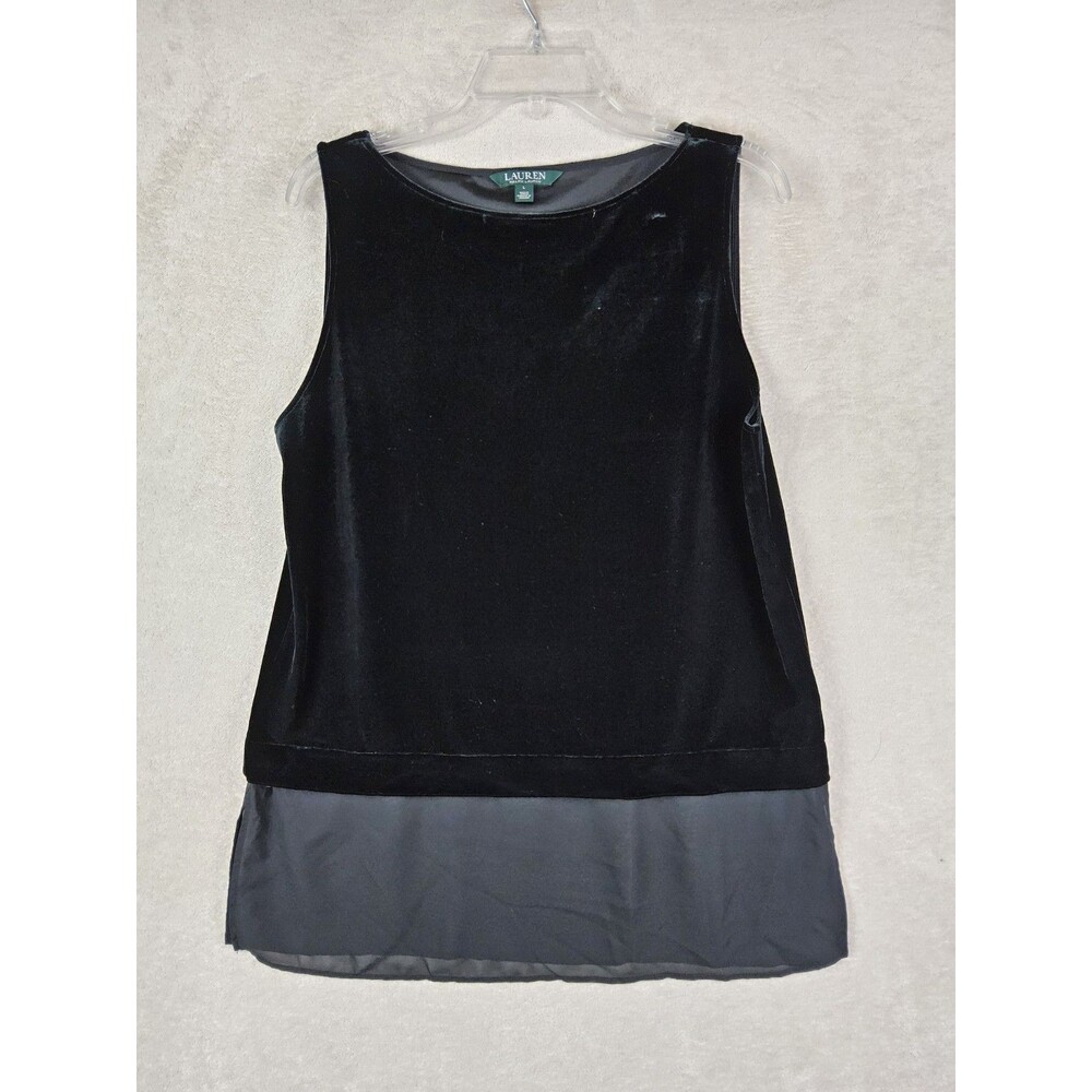 Lauren Ralph Lauren Women's Sleeveless Velvet Chiffon Tunic Top Dress Size L